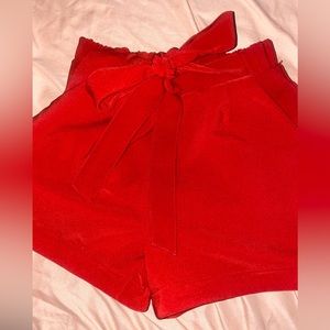 Red shorts with bow